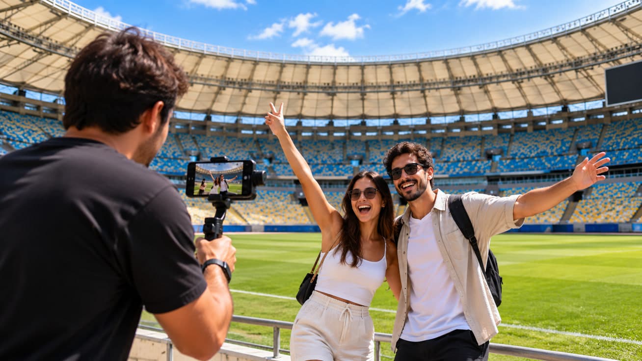 Visitantes registrando uma memória em vídeo durante o Tour